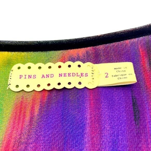 Anthropologie:Pins and Needles Shiffon Rainbow Mini Dress Size 2 - Picture 8 of 9